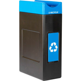 Avante Narrow Open Top Recycling Can, 55 Gallon Capacity, Black/Blue