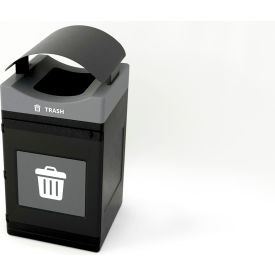 Avante Standard Canopy Top Recycling Can, 55 Gallon Capacity, Black/Gray