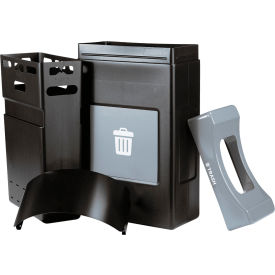 Shallow Canopy Top Recycling Can, 30 Gallon Capacity, Black/Gray