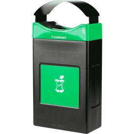 Avante Shallow Canopy Top Recycling Can, 30 Gallon Capacity, Black/Green