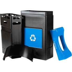 Avante Shallow Canopy Top Recycling Can, 30 Gallon Capacity, Black/Blue