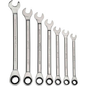 7 Piece 3/8" to 3/4" 12-Point Standard Combination Ratcheting Wrench Set, Chrome