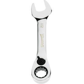 1/2" 12-Point Stubby Reversible Combination Ratcheting Wrench, Chrome