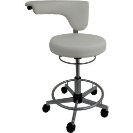 Lab Stool with Revolving Armrest, Antimicrobial Vinyl, White
