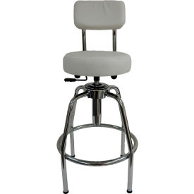 Lab Stool with Backrest, Antimicrobial Vinyl, White