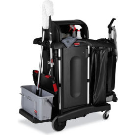 Executive Janitorial Cleaning Cart, 16-5/16"L x 3-11/16"W x 33-13/16"H, Black
