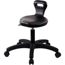 Polyurethane Serpent Stool, Desk Height with Casters, Black