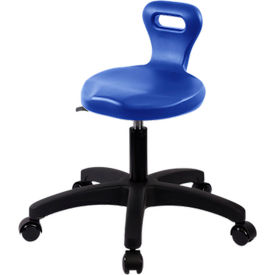 Polyurethane Serpent Stool, Desk Height with Casters, Blue.