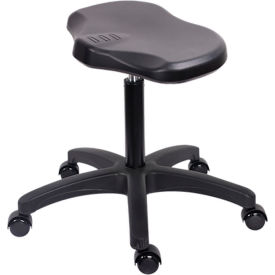 Polyurethane Ray Stool, Medium Bench Height with Casters, Black