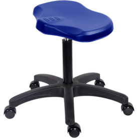 Polyurethane Ray Stool, Medium Bench Height with Casters, Blue