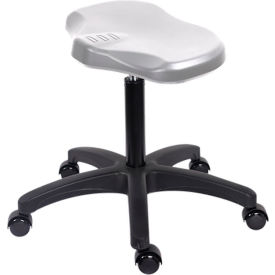Polyurethane Ray Stool, Medium Bench Height with Casters, Gray