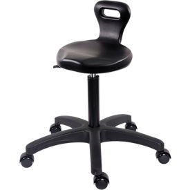 Polyurethane Serpent Stool, Bench Height with Casters, Black