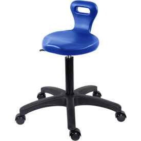 Polyurethane Serpent Stool, Medium Bench Height with Casters, Blue