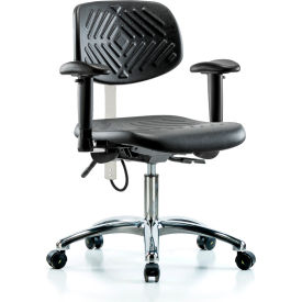 Polyurethane ESD Desk Height Chair with Adjustable Arms, ESD Casters, Black