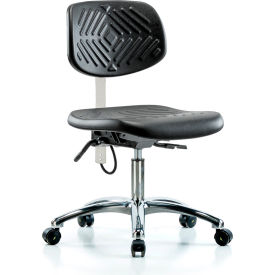 Polyurethane ESD Desk Height Chair with ESD Casters, Armless, Black