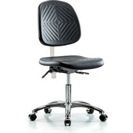 Class 10 Polyurethane Clean Room Desk Height Chair with Mid Back, Black