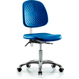 Class 10 Polyurethane Clean Room Desk Height Chair with Mid Back, Blue