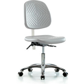 Class 10 Polyurethane Clean Room Desk Height Chair with Mid Back, Gray