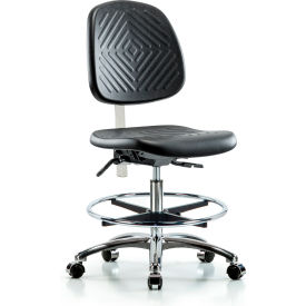 Class 10 Polyurethane Clean Room Medium Bench Height Chair, Mid Back, Black