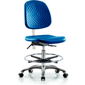 Ergonomics Class 10 Polyurethane Clean Room Medium Bench Height Chair with Mid Back, Blue