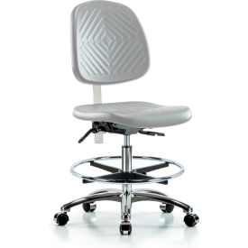 Class 10 Polyurethane Clean Room Medium Bench Height Chair with Mid Back, Gray
