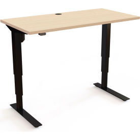 Electric Height Adjustable Desk, 47-1/4"W x 23-5/8"D, Black Frame with Maple Top
