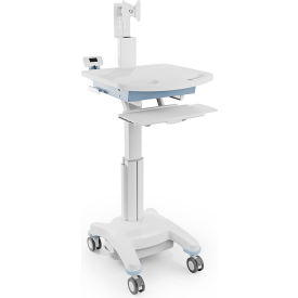 Mobile Adjustable Height Medical Laptop Cart, 24-1/8"W x 28-5/8"D, White