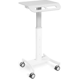 Mobile Adjustable Height Rolling Medical Laptop Cart, 21"W x 18"D, White