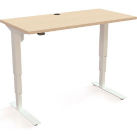 Electric Height Adjustable Desk, 47-1/4"W x 23-5/8"D, White Frame with Maple Top