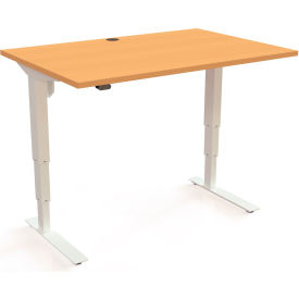 Electric Height Adjustable Desk, 47-1/4"W x 31-1/2"D, White Frame with Beech Top