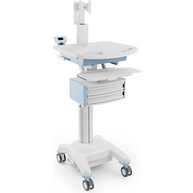 Mobile Adjustable Height Medical Laptop Cart, 24-1/8"W x 28-5/8"D, White