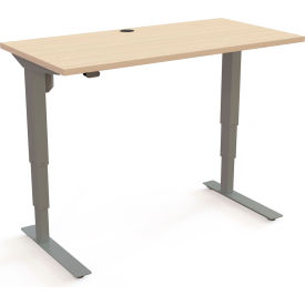 Height Adjustable Desk, 47-1/4"W x 23-5/8"D, Silver Frame with Maple Top