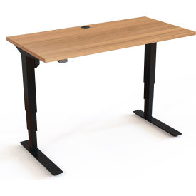 Electric Height Adjustable Desk, 47-1/4"W x 23-5/8"D, Black Frame with Walnut Top
