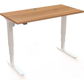 Electric Height Adjustable Desk, 47-1/4"W x 23-5/8"D, White Frame with Walnut Top