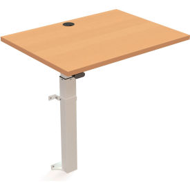 Electric Height Adjustable Desk, 31-1/2"W x 23-5/8"D, Wall Mount Frame with Beech Top