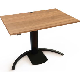 Electric Height Adjustable Desk, 47-1/4"W x 31-1/2"D, Black Curve-Base with Walnut Top