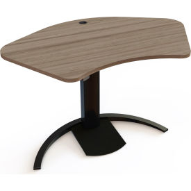 Electric Height Adjustable Desk, 55-1/8"W x 35-3/8"D, Black Curve-Base with Walnut Top