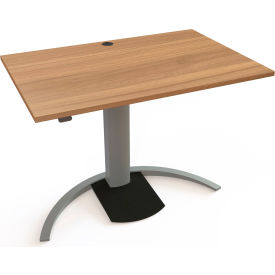 Height Adjustable Desk, 47-1/4"W x 31-1/2"D, Silver Curve-Base with Walnut Top
