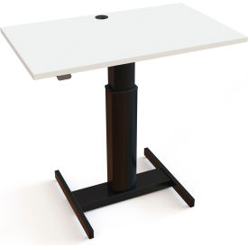Electric Adjustable Desk, 39-3/8"W x 23-5/8"D, Black H-Base with White Top