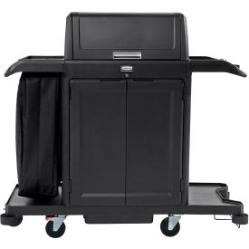 Full Size Housekeeping Cart with Hood & Doors, Black