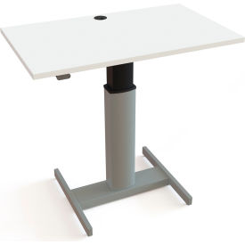 Electric Adjustable Desk, 39-3/8"W x 23-5/8"D, Silver H-Base with White Top