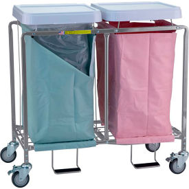 Double Deluxe Easy Access Hamper, Steel, Blue/White