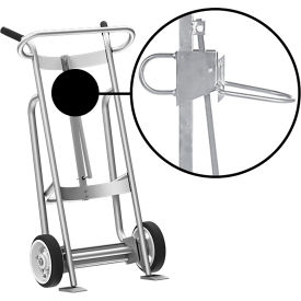 2-Wheel Hand Truck For Plastic Drums, Solid Rubber Wheels, Silver