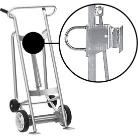 4-Wheel Hand Truck with Hand Brake - For Fiber Drums, Solid Rubber & Poly Wheels, Silver