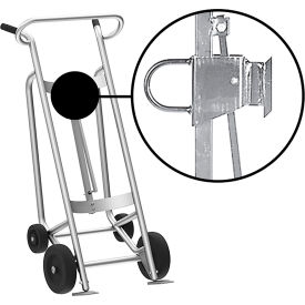 4-Wheel Hand Truck For Fiber Drums, Rubber & Rear Poly Wheels, Silver