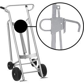 4-Wheel Hand Truck For Steel/Plastic/Fiber Drums, Rubber & Rear Poly Wheels, Silver