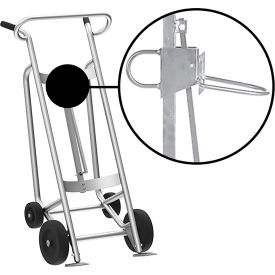 4-Wheel Hand Truck For Plastic Drums, Rubber & Rear Poly Wheels, Silver