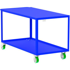 Steel Utility Cart with 2 Shelves, Flat Top, 2000 lb. Cap., 65"L x 30"W x 36"H, Blue