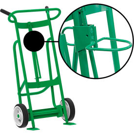 2-Wheel Hand Truck with Hand Brake For Plastic Drums, Solid Rubber Wheels, Green