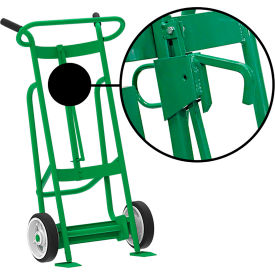 2-Wheel Hand Truck For Steel/Plastic/Fiber Drums, Solid Rubber Wheels, Green